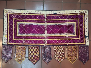 Vintage rare  khatipa Toran wall hanging from morbi city of Gujarat India in  good condition the size of this Tirana is 139 cm X 88cm .     