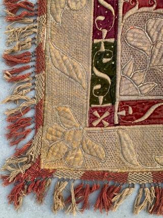 Zardozi Kalabattu Embroidery (Real Zari) Work on Velvet  The bichona With Print Backing, From the Royal Nawab Family of Madhya Pradesh. India. C.1900.Its size is 214 cms x 135 cms  