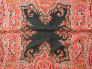  paiesly shawl of c.1870 hand woven with very fine wool huge men size shawl with beautiful mango motifs in it the size of the shawl is 132 inches X 62 inches.the  ...