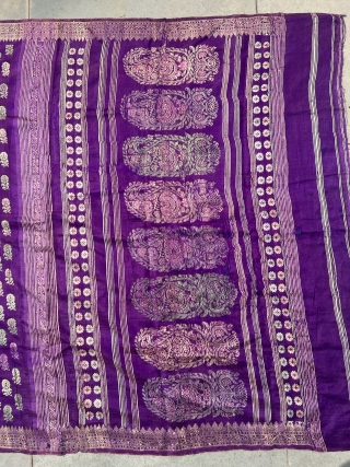 Vintage fine quality Baluchuri sari from baluchar village of Murshidabad district of West Bengal India early 19 century in good condition with mango design in pallu and butas all over .the sari  ...