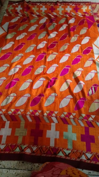 Very rare tota(parrot)Phulkari  Bagh from east punjab india in very good and mint condition.                  