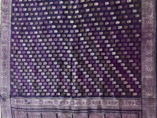 Vintage very fine quality baluchuri sari from baluchar village of West Bengal India mid 19 th century in very fine condition with nice floral boxes pattern in pallu which is rare find  ...