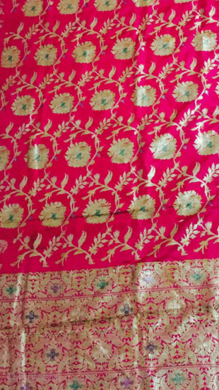 Vintage pink colour Pitambari sari from Benaras Uttar Pradesh India C.1900 made for the royal families .the fabric is in mint wearable condition.          