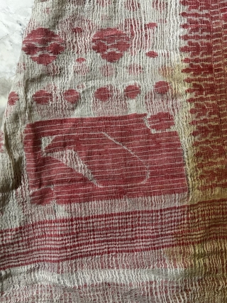 Rare very fine quality Vintage Dhakai sari from undivided Bengal probably presently Dhaka city Bangladesh of today, done around  C .1850-1875 made from  very fine Muslin cotton with double side  ...