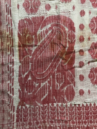 Rare very fine quality Vintage Dhakai sari from undivided Bengal probably presently Dhaka city Bangladesh of today, done around  C .1850-1875 made from  very fine Muslin cotton with double side  ...