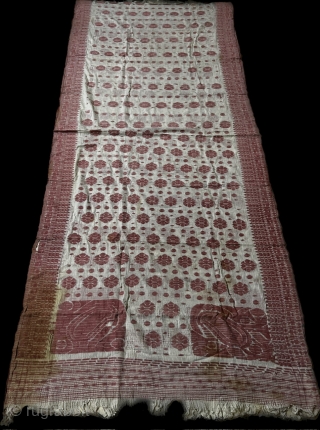 Rare very fine quality Vintage Dhakai sari from undivided Bengal probably presently Dhaka city Bangladesh of today, done around  C .1850-1875 made from  very fine Muslin cotton with double side  ...