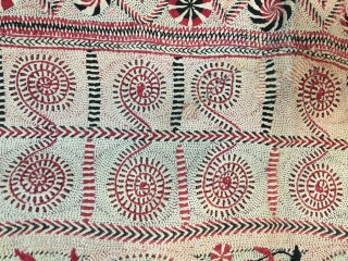 Very fine intricate needle work Kantha from joypurhat village of Rajshahi district of Bangladesh 1900 C. with the finest quilt of hand needle work embroidery the size of this Kantha is 164  ...