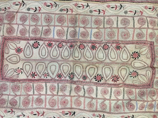 Very fine intricate needle work Kantha from joypurhat village of Rajshahi district of Bangladesh 1900 C. with the finest quilt of hand needle work embroidery the size of this Kantha is 164  ...