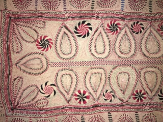 Very fine intricate needle work Kantha from joypurhat village of Rajshahi district of Bangladesh 1900 C. with the finest quilt of hand needle work embroidery the size of this Kantha is 164  ...