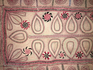 Very fine intricate needle work Kantha from joypurhat village of Rajshahi district of Bangladesh 1900 C. with the finest quilt of hand needle work embroidery the size of this Kantha is 164  ...