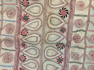 Very fine intricate needle work Kantha from joypurhat village of Rajshahi district of Bangladesh 1900 C. with the finest quilt of hand needle work embroidery the size of this Kantha is 164  ...