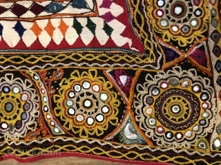 Vintage Wall hanging from Kutchi Rabari tribe from bhujodi village Kutch region Gujrat India with very fine embroidery with small fine mirrors the size of this wall hanging is 132 cm X  ...