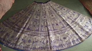 Brocade real Zari (silver tread work)skirt from Benaras Uttar Pradesh India used my the royal family in India these style is also called khali ghagra. The size of the skirt is 100cm  ...