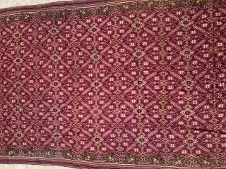 Vintage Double Ikat patan Patola sari hand Woven with Vohra-Gaji-Bhat design these sari is worn by the Vohra Muslim community which is Merchant Caste From Patan Gujarat India.This pattern design is called  ...