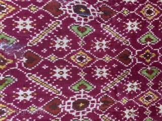 Vintage Double Ikat patan Patola sari hand Woven with Vohra-Gaji-Bhat design these sari is worn by the Vohra Muslim community which is Merchant Caste From Patan Gujarat India.This pattern design is called  ...