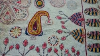 Kantha from srihatta village Bangladesh with very fine intricate hand embroidery with very condition.                   