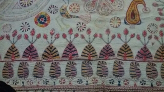 Kantha from srihatta village Bangladesh with very fine intricate hand embroidery with very condition.                   