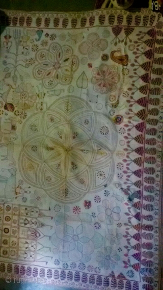 Kantha from srihatta village Bangladesh with very fine intricate hand embroidery with very condition.                   