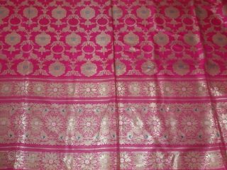 Vintage real zari pink jumbo size dupatta from Alwar Rajasthan made in Varanasi India for the royal family's in India the dupatta is in very mint condition and size is 11 feet  ...