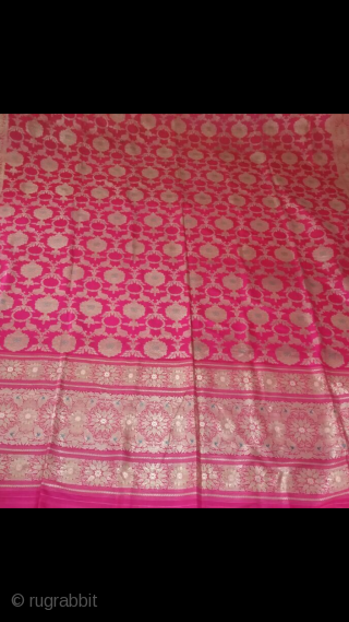 Vintage real zari pink jumbo size dupatta from Alwar Rajasthan made in Varanasi India for the royal family's in India the dupatta is in very mint condition and size is 11 feet  ...