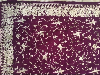 Vintage Parsi gara sari from Surat Gujrat India in mint wearable condition . The size of the sari is 530 cm X 120 cm         