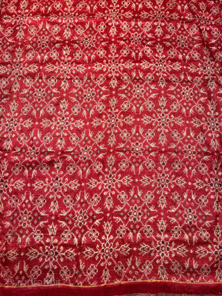 Vintage double ikat Patan patolu from Gujarat India 19C called as the chabdi bhat or aath phool in local language means 8 flower basket in good condition the size of the patola  ...
