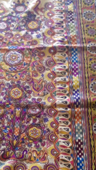 Kutchi Rabari wall hanging from Kutch region Gujarat hand embroidered with very fine work it is one peice embroidered and no patch work the hanging is in great condition.    