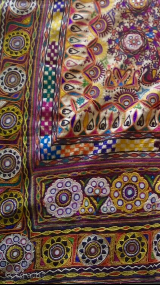 Kutchi Rabari wall hanging from Kutch region Gujarat hand embroidered with very fine work it is one peice embroidered and no patch work the hanging is in great condition.    