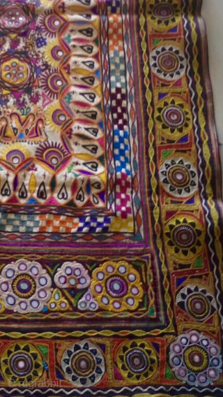 Kutchi Rabari wall hanging from Kutch region Gujarat hand embroidered with very fine work it is one peice embroidered and no patch work the hanging is in great condition.    