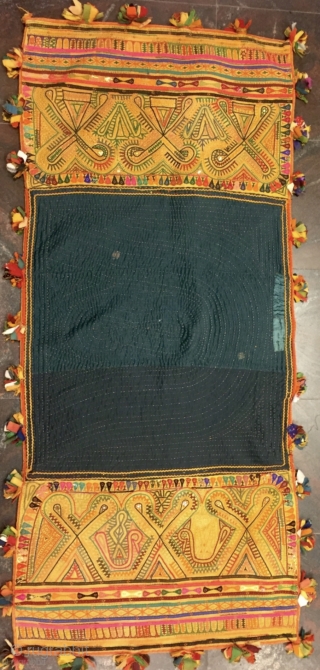 Old kutchi debaria work (takia) (ushango) pillow cover from bhujodi village Kutch Gujarat used by the kutchi Rabari people . The size of the pillow is 140 cm x 64cms.   