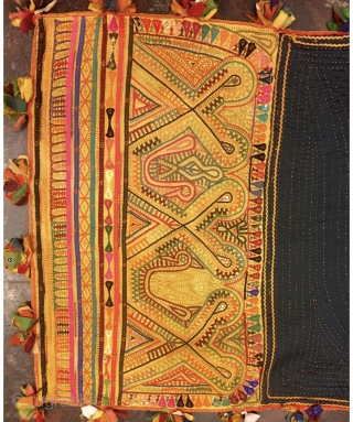 Old kutchi debaria work (takia) (ushango) pillow cover from bhujodi village Kutch Gujarat used by the kutchi Rabari people . The size of the pillow is 140 cm x 64cms.   