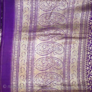 old antique banarsi sari called pitambari made in India Varanasi in 19th century in good condition without any damage.the sari is hand woven with fine mango design all over and big mango's  ...