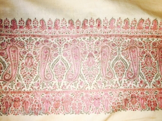 This is beautiful early 19th century dorukha needle embroidery work big size gents shawl with beautiful pashmina cream base material. the shawl is in very good condition.the tread used to do embroidery  ...