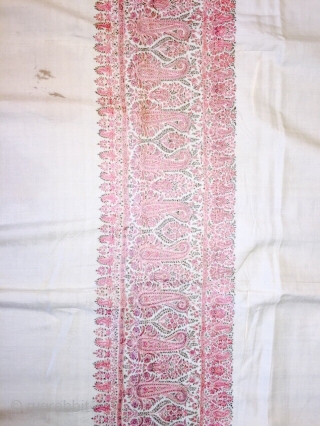 This is beautiful early 19th century dorukha needle embroidery work big size gents shawl with beautiful pashmina cream base material. the shawl is in very good condition.the tread used to do embroidery  ...