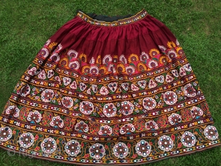 Vintage Rabari ghaghra (skirt) full size  from Kutch region Gujarat hand embroidered with very fine work the size of the skirt is 3.5 metre in length and height is 1 meter 