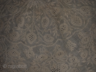 Finest chikankari table cloth in fine mulmul cotton with marodi embroidery (fine twisted embroidery) from Lucknow Uttar Pradesh India 1850C. Used by the Nawabs of Lucknow the size of the table cloth  ...