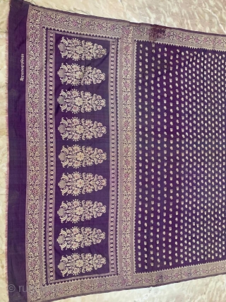 Vintage signature Baluchuri sari of sridubrajdas the master weaver of baluchari sari from baluchar village of west Bengal India. the sari condition is good but repaired in couple of places professionally the  ...