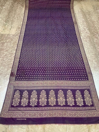 Vintage signature Baluchuri sari of sridubrajdas the master weaver of baluchari sari from baluchar village of west Bengal India. the sari condition is good but repaired in couple of places professionally the  ...