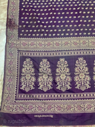 Vintage signature Baluchuri sari of sridubrajdas the master weaver of baluchari sari from baluchar village of west Bengal India. the sari condition is good but repaired in couple of places professionally the  ...