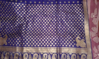 THIS IS OLD ANTIQUE HAND WOVEN ZARI (SILVER TREADS) SARI FROM VARANASI CALLED PITAMBARI OF LATE 19TH CENTURY WORN BY THE ROYAL FAMILIES OF INDIA THE SARI IS IN VERY GOOD SHAPE  ...