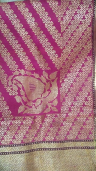 Vintage real Zari Pitambari sari in pink colour from Varanasi Uttar Pradesh made for the royal family’s in India.the sari is in mint condition.         