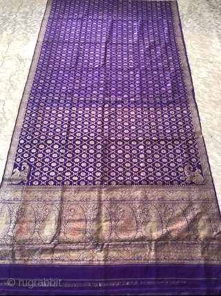 Vintage butti jongla (design name)pitambari sari from Varanasi Uttar Pradesh India c . 1900 made of  real zari( silver treads )for the royal family’s.the size of the sari is 110cms x  ...