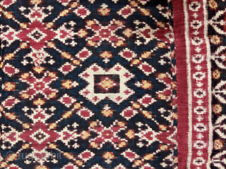 Vintage Double ikat patan Patola  from Gujarat India 19C. With one of the rare motif Ratan chowk Bhat the sari has several rafus and also the size has been reduced and  ...