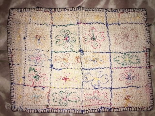 Old Kantha small size from Bankura district of West Bengal India with fine gudari embroidery on old fine cotton cloth with writing on it with the local language. The size of the  ...