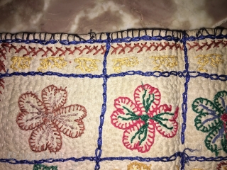 Old Kantha small size from Bankura district of West Bengal India with fine gudari embroidery on old fine cotton cloth with writing on it with the local language. The size of the  ...