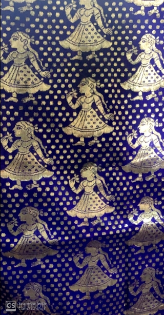 Vintage real zari sari from the Deccan region India 1900 C. with one of finest zari figurative  work .the size of the sari is 480cm X 110cms.     