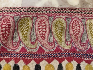 Very fine museum quality Kantha from Murshidabad district of West Bengal India 1900c at it best quality quilting with fine figurative work all over specially the paisley’s around borders the size of  ...