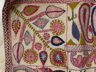 Very fine museum quality Kantha from Murshidabad district of West Bengal India 1900c at it best quality quilting with fine figurative work all over specially the paisley’s around borders the size of  ...