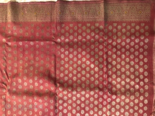 Yardage( than) real zari brocade khinkhab beautiful buti design and also border work probably from Surat India 1900C.the size of this yardage is 406 cms x 80 cams     