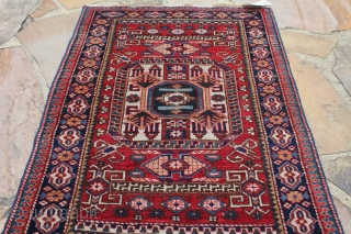 This is what I believe is an Ardabil or Transcaucasian mat rug that measures 2.5x3.3 ft woven circa 1900-1920 and has been woven on an all-wool foundation. This is a rare example  ...